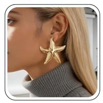 Inateannal Boucles d’oreilles Boho grandes étoiles de mer Boucles d’oreilles pendantes étoile de mer dorées Boucles d’oreilles étoiles de mer en métal Boucles d’oreilles exagérées grandes étoiles