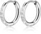 Lnngub 2 Stück/1 Paar Titan Creolen Ohrringe, Titanstahl Ohrringe für Damen und Herren Hypoallergen Hoop Ohrringe 8 mm Klein Klappcreolen mit Funkelnden Zirkonia-Diamanten (Stahlfarbe)