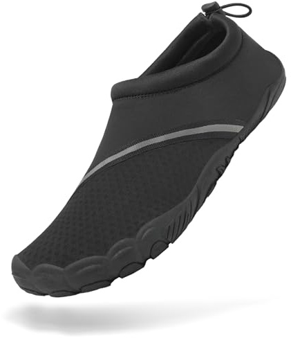 Mishansha Badeschuhe Herren Damen Wasserschuhe rutschfeste Schwimmschuhe Schnelltrocknende Aquaschuhe Strandschuhe Neoprenschuhe für Meer Steinstrand Dunkelschwarz,Gr.45