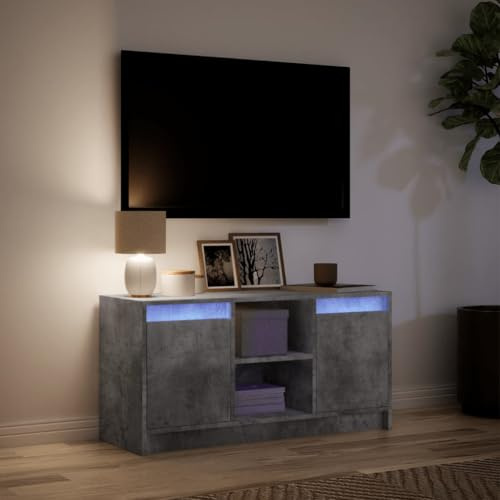 Festnight Meuble TV LED Banc TV 100 cm Meuble télé Table TV Meuble de Salon Table Television Salon Meubles pour Audio/vidéo-Gris béton-100 cm