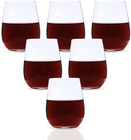 yersiz Set di 6 bicchieri da vino senza stelo, ideali per cocktail, vino rosso e bianco e scotch per case e bar, bicchieri per succhi di frutta, bicchieri da acqua, bicchieri in cristallo resistente