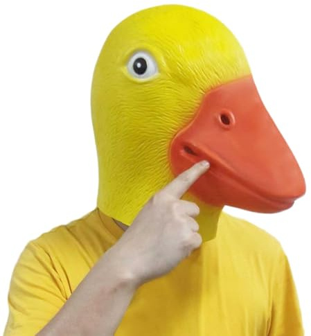BEJOYFMY Gelbe Entenmaske, neuartige Latex, süßes Tierverkleiden und so tun, als ob Cosplay Kostüm Kopfmaske für Erwachsene