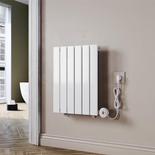 SUNXURY Badheizkörper Elektrischer Paneelheizkörper Weiß 600x452mm Mit Programmierbare Thermostate für Handtuchwärmer Handtuchheizkörper Elektrisch mit Timerfunktion und Temperaturregler