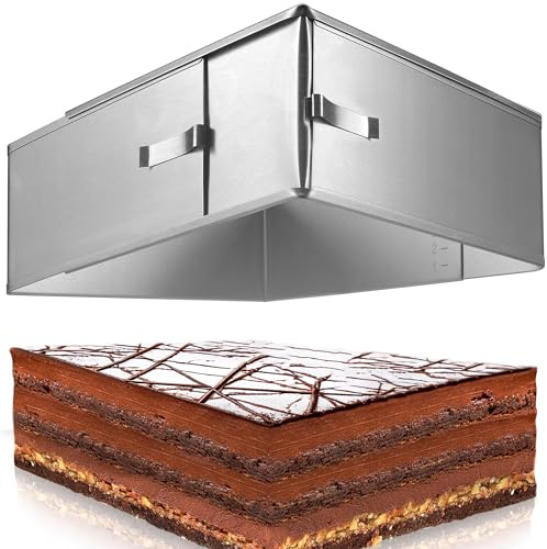 Menz Backrahmen rechteckig verstellbar – 8 cm hohe Edelstahl Backform rechteckig für die Zubereitung von Schichttorten - Kuchenform eckig zum