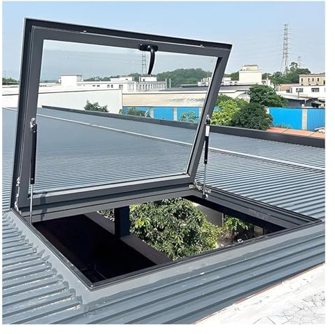 Dachausstiegsfenster Dachfenster, Aluminiumlegierungsrahmen + Doppelglas-Lichtschachtfenster, 80°-Öffnung, Geneigtes Flachdach, Dachfensterabdeckung For Dachboden/Sonnenraum, 58 Größen(120x50cm)