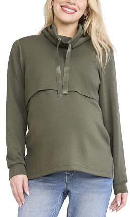 Motherhood Maternity Women's Long Sleeve Funnel Neck Nursing Pullover Pregnancy Sweatshirt for Breastfeeding Sweater