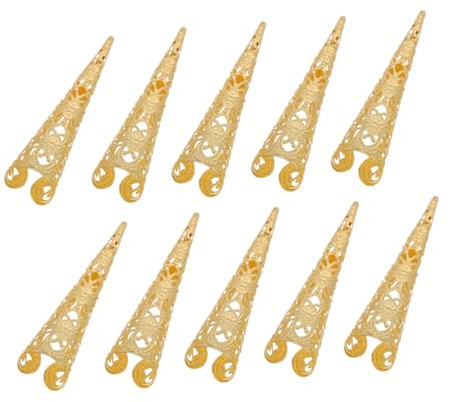 SMASOLO Anillos De Uñas De Garra Metálicos Huecos 10 Piezas Tamaño Largo Color Dorado Para Cosplay y Decoración De Dedos En Fiestas y Eventos
