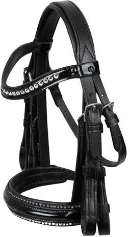 Imperial Riding Hobby Horse Weymouth Grand Prix Bridle without Accessories, with Rhinestones and Patent Noseband, Bridle without Bit and Reins, Black