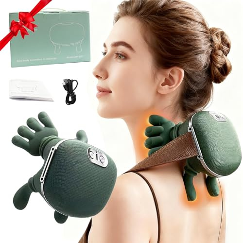 Siasoo Neck Massager With Heat-Wireless Portable Shiatsu Neck and Shoulder Deep Tissue 4D Kneading Back Massage With Fingers,Simulated Human Hand Design for Muscle Relax Massager Easter Gift for Mom