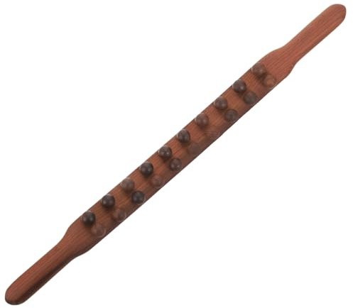 Gogogmee Holz Massage Stick mit Kugeln für Tiefen Muskelentspannung Tragbares Rückenmassagegerät mit Rutschfestem Griff Vielseitiges Körper Meridian massagewerkzeug Handliches Design für