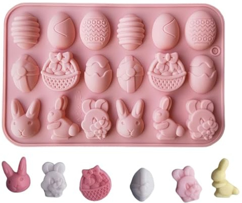 2 Stück Ostern Silikon Schokoladenformen, Silikon Backform Antihaftbeschichtet Silikonform, Hase und Ostereier Schokoladenform für Machen Schokolade, Kuchen, Kekse, Seife