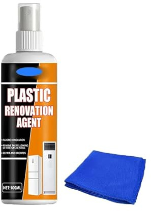 Powerful Plastic Yellowing Remover Spray, 100ml Plastic Yellowing Remover with Cleaning Cloth, All Purpose Cleaner for Air Conditioner Toilet Seat Home Appliances Surfaces (1Pc)