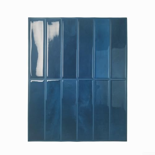 Calcomanía de pared de ABS para salpicaduras Juego de azulejos de profundidad dimensional HD patrón resistente a la humedad 2,5 mm de grosor, fácil de instalar, sin lechada, 29 x 22,9 cm, verde, gris