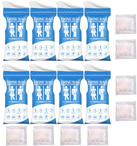 8 Pcs Sacs a Urine Bleus Toilette Portable Pisse Debout Femme Urinoir Femme Portable WC Portable Urinoir Homme Portable Pipi Debout Femme WC Camping Sac a Vomi Voiture Urinoir Homme Voyage