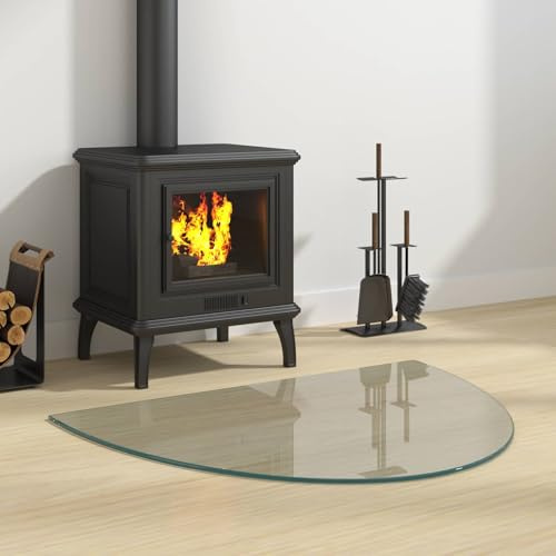 GeenYuu Feuerstelle Glasplatte Transparent 800 x 600 mm aus gehärtetem Glas, Kaminbodenplatte und Ofenplatte als Brandschutz Unterlage für Parkett Laminat, Hitzeschutz gegen Funkenflug und Asche