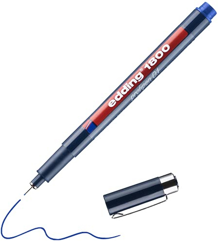 edding 1800 Präzisionsfeinschreiber - schwarz - 1 Stift - Linienbreite 0,3 mm - Fineliner zum präzisen Schreiben und Skizzieren - feine, metallgefasste Spitze - Lineal- und schablonengeeignet
