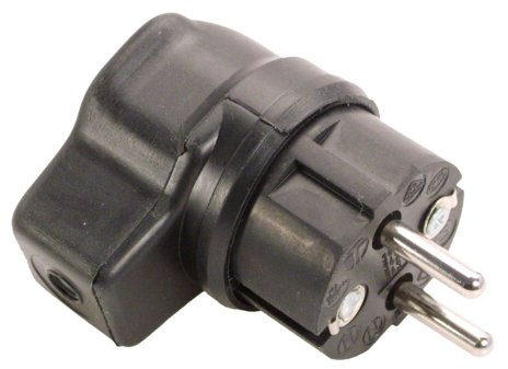 as - Schwabe Vollgummi-Winkelstecker - Schutzkontaktstecker, Leitungen bis max. 2,5mm² für den Außenbereich geeignet, 230V, 16A, IP44, Schwarz, Made in Germany, 62207