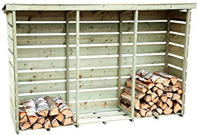 CHARLES BENTLEY Wooden Triple Log Store Heavy Duty, Spruce 237x152x56cm
