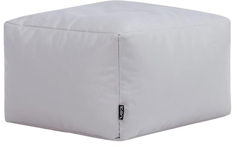 Bean Bag Bazaar Bean Bag Footstool with Filling Included, Grey | Made in the UK, Pouffe Footstool, Small Footstool, Durable Water-Resistant Fabric, For Indoor and Outdoor Use