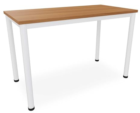 Dila GmbH Schreibtisch/Besprechungstisch in verschiedenen Größen und Farben weißes Metallgestell Konferenztisch Arbeitstisch (B: 120 cm x T: 60 cm, Buche)