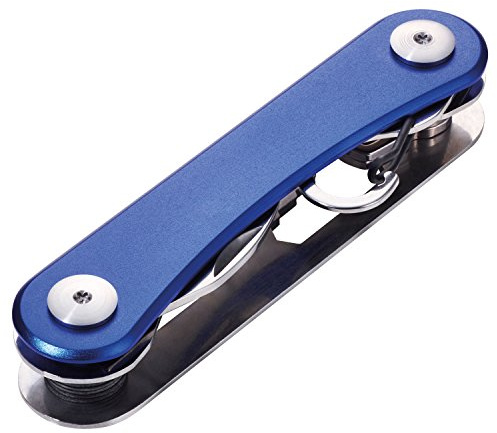 TROIKA CLEVER KEY – KCL81/BL – Schlüssel Organizer für max. 6 Schlüssel – Key Organizer, kompakter Schlüsselbund– 6 Zusatzfunktionen – Flaschenöffner – Karabinerhaken – TROIKA-Original