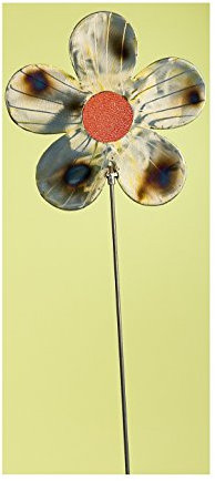 Décoration de jardin moderne en métal et verre rouge - 24 x 98 cm
