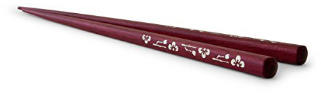 Original japanische Essstäbchen Komachi Sakura, Purple Heart (Amarant Holz). 21 cm lang, wunderschöne Blüten-Intarsien. Echte Handwerks-Kunst aus Japan, mit Geschenk-Verpackung