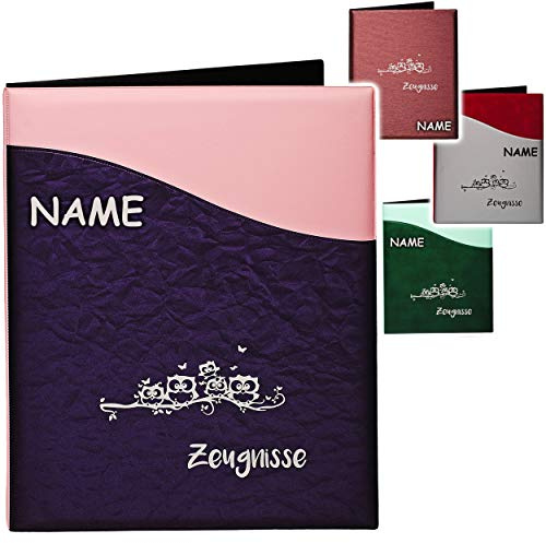 alles-meine.de GmbH Zeugnisringbuch/Ringbuch - Zeugnisse Eulen & Schmetterlinge - Modell-Mix - incl. Name + 10 Einsteckseiten - A4 - dokumentenecht - Einlagen - A 4 -..