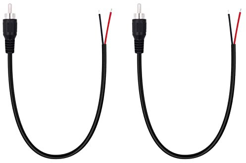 Fancasee 2-Pack RCA Male Plug to Speaker Wire Bare Wire Pigtail Connector Adapter Repair Audio Video RCA Jack Cable for AV Receiver Speaker TV Subwoofer Amplifier