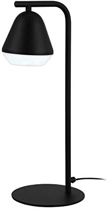 EGLO Tischlampe Palbieta, 1 flammige Tischleuchte Industrial, Nachttischlampe aus Stahl und Kunststoff, Wohnzimmerlampe in Schwarz, Satiniert, Lampe mit Schalter, GU10 Fassung