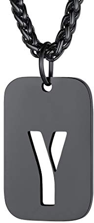 FindChic personalisierter Hundemarke Anhänger Militärischen Erkennungsmarke Alphabet Y Kette Freundschaftskette für Paar Pärchen