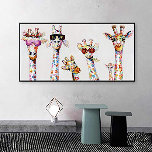 XIANGPEIFBH Gedruckt auf Leinwand Wandkunst Leinwanddruck Tierbild Giraffe Familiengemälde für Wohnzimmer Wohnkultur Kunstwerk 30x60cm Ungerahmt