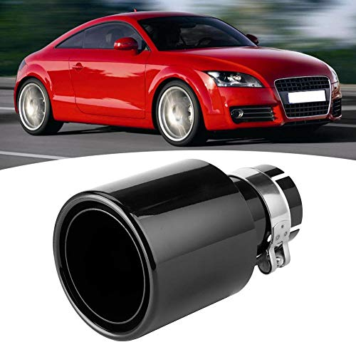 Tubo Di Scarico per Auto, Universali 63 mm Ghiera Di Coda Di Ingresso in Acciaio Inossidabile Doppio Strato Arricciato Punta Terminale Del Tubo Di Scarico Nero(Outlet Diameter101 mm)