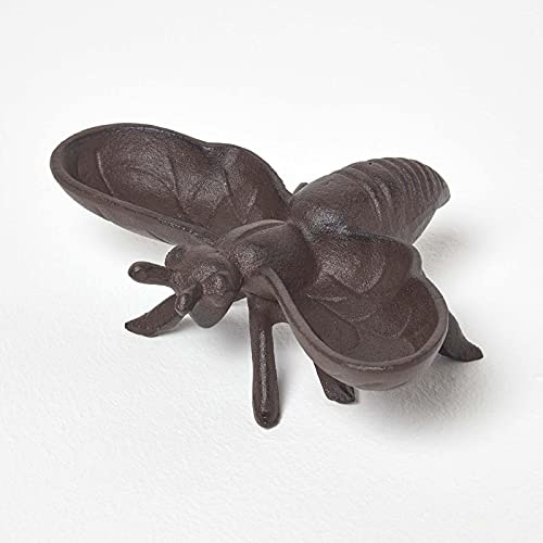 HOMESCAPES Gusseisen Garten Futterschale Dekorative Biene Garten Ornament für die Fütterung von Insekten, Vögeln und Tieren