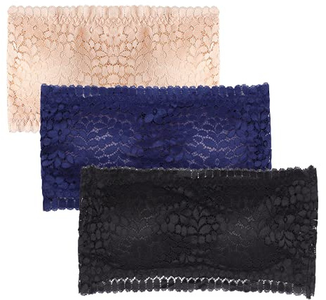 Daysskk Bandeau Top da donna a fascia, reggiseno senza spalline, in pizzo, da donna, imbottito, taglia unica, Colore 3, S