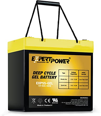 ExpertPower 12V 55Ah Rechargeable Gel Deep Cycle Solar Battery, Sealed Gel Technology for Marine, and Mobility Applications SLA1156