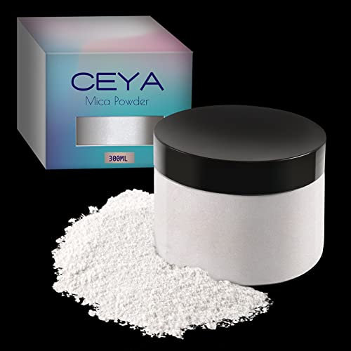 Ceya Glimmer Pulver, 5.3oz/150g Porzellan Weiß Pearlescent Effekt Farbpigment Pulver für Epoxidharz, Tumbler, Schleim Bad Bombe, Seifenfarbe, Schleim, Kerze, Harz Handwerk, Farbe, Schmuck, Nagellack