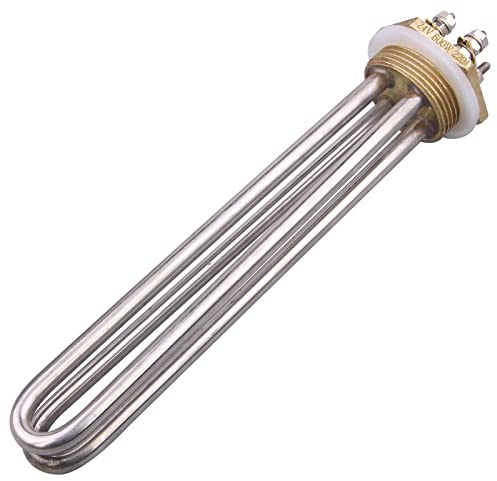 DERNORD 24V 600W DC Submersible Water Heater Element Stainless Steel Heating Element with 1.25 Inch BSP Brass Thread Fitting Double U Typ