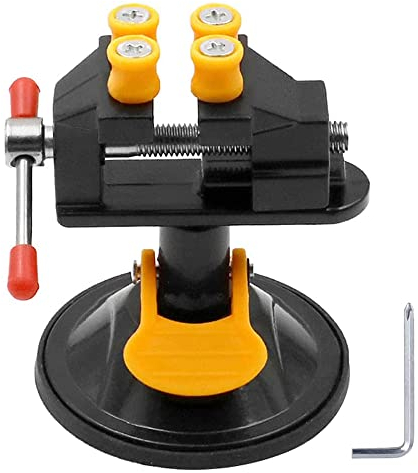 Universal Mini Table Bench Screw Clamp Engraving Table Vice 360 Rotatable Adjustable Vise Suction Cup Base for Jewelry Watch Walnut