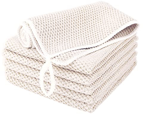 EURSPEUNG Chiffon Microfibre Lavette Microfibre Blanc Torchon Cuisine 6 Pièces Chiffon de Nettoyage en Microfibre, Multi-usages Taille 30 x 30 cm