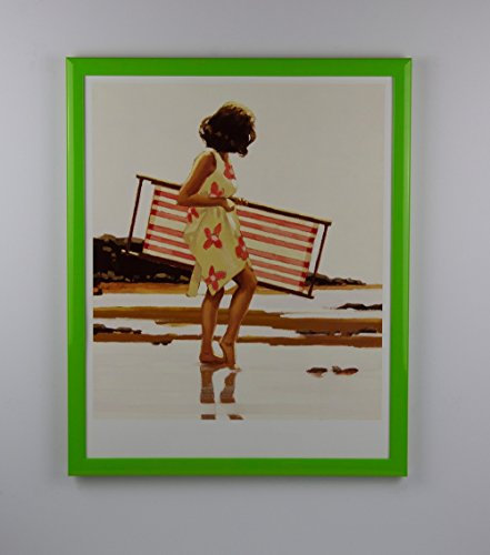 Orello Deluxe Massivholz Bilderrahmen Posterrahmen 80 x 120 cm Grün Hellgrün Hochglanz mit weissem Hintergrund Antireflex Kunstglas