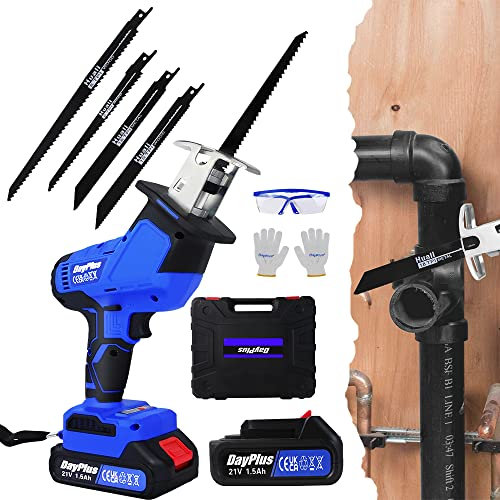 Seghetto alternativo cordless senza spazzole a velocità variabile 1900SPM, sega a batteria con batterie da 1,5 Ah, batteria con lama flessibile per tagliare facilmente legno e metalli