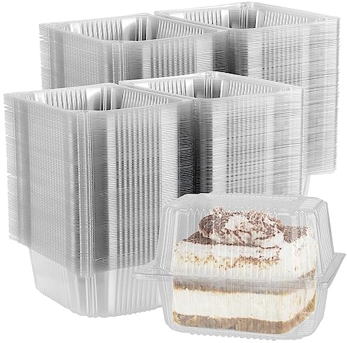 ZEONHEI 100 cajas individuales para tartas de 5.3 pulgadas, de plástico transparente para tartas, caja cuadrada individual para cupcakes con tapas, recipiente de alimentos de postre para ensalada,