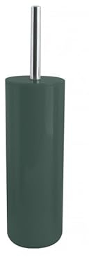 MSV Toilettenbürste Toilettenbürstenhalter Toilettenbürstenbehälter INAGUA – Toiletten-Set aus Polystyrol Handbesen mit Stiel aus Edelstahl Dunkelgrün