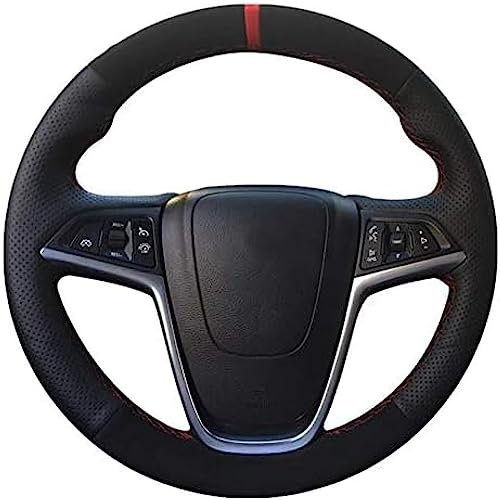 DIY handgenähtes Auto-Lenkradbezug-Zubehör aus Leder und Wildleder, für Opel Astra J Zafira 2010–2016, für Buick Encore Cascada Verano 2013–2019, Schwarz