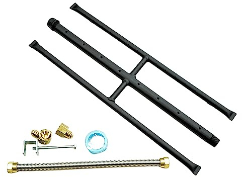 Americangaslogs Rectangular Gas Fire Pit and Gas Fireplace H-Burner H Burner with 3 Pipes (18 Inch) Patent Applied
