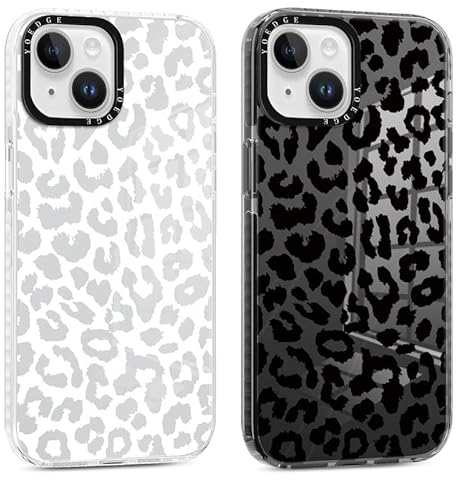 Yoedge 2 Stück Handyhülle für iPhone 14 / iPhone 13 Hülle 6,1, Leopard Muster Frauen Mädchen Aesthetic Handyhülle, Transparent Dünn Weich Silikon TPU Slim Stoßfest Kratzfest Schutzhülle für iPhone 13