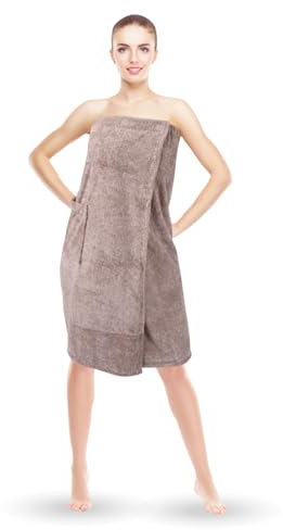 Bestlivings Sauna Kilt - Toalla de sauna para mujer, 80 x 145 cm, talla única, con goma elástica y cierre de botones, longitud hasta la rodilla