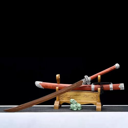 (105 cm) mahogny katana + mantel, handgjord samuraj bokken svärd, japansk träkatana, för anime cosplay rekvisita Iaido Prop jul födelsedagspresenter till män kvinnor