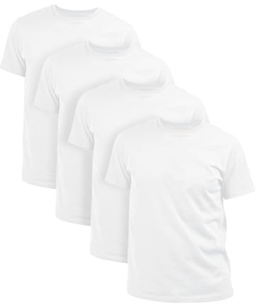 Basic Treasure Lot de 4 T-Shirts Homme, 100% Coton, Blanc, L